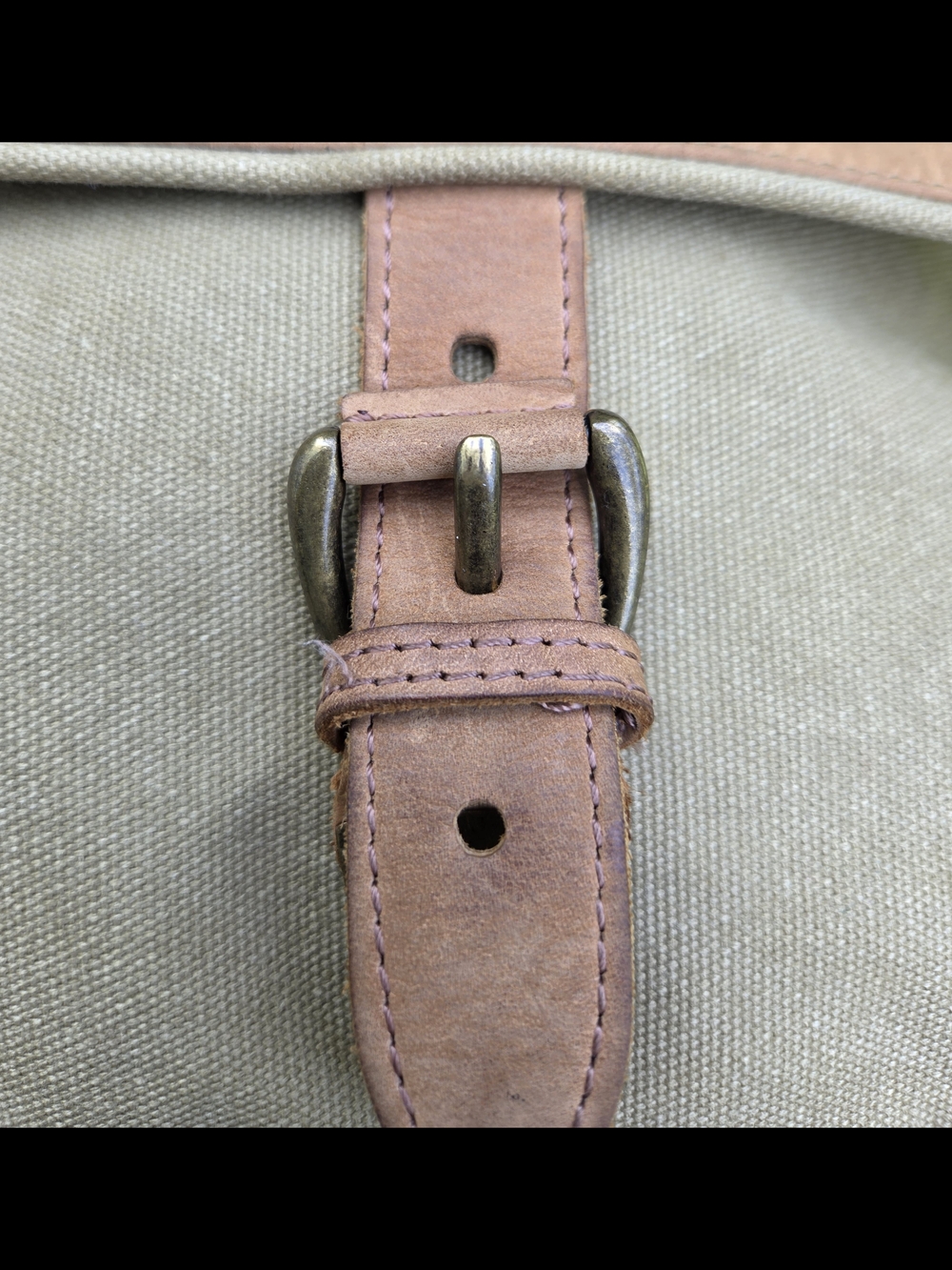 L.L. Bean Beige Canvas Messenger with Tan Leather Trim - Picture 11 of 16